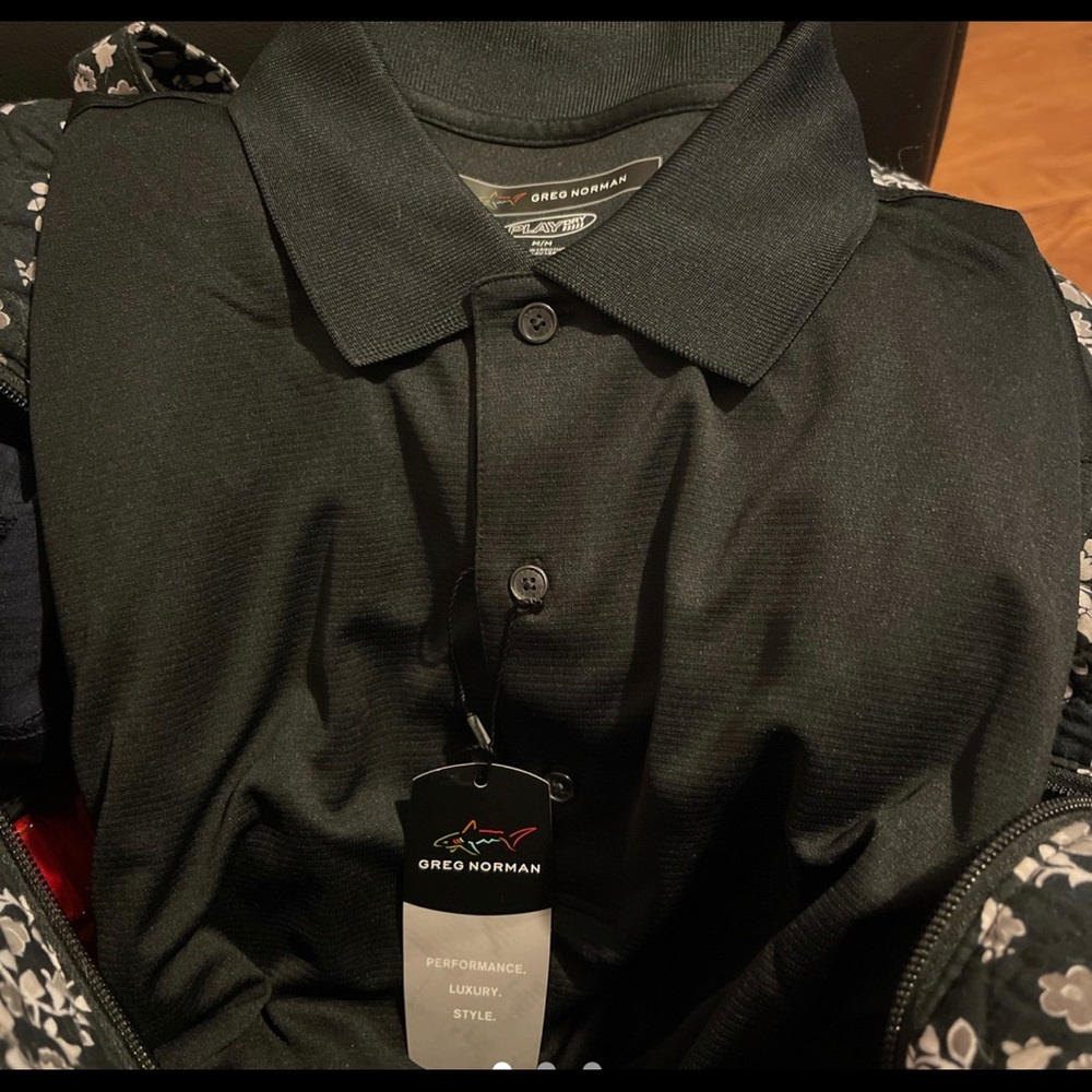 Greg Norman black dry fit button shirt size medium